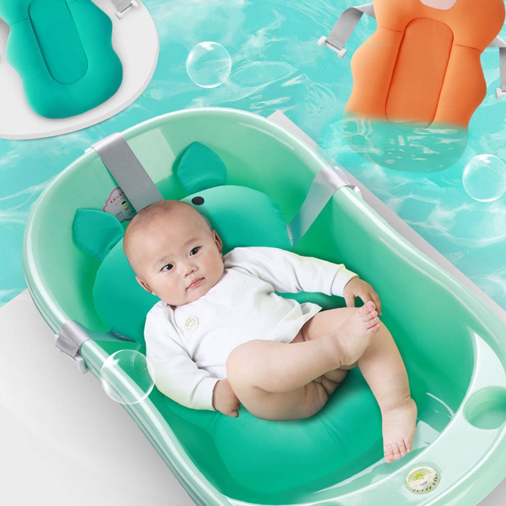 Baby Shower Bath Tub Pad Non-Slip Bathtub Seat Support Mat Newborn Safety  Security Bath Support Cushion Foldable Soft Pillow